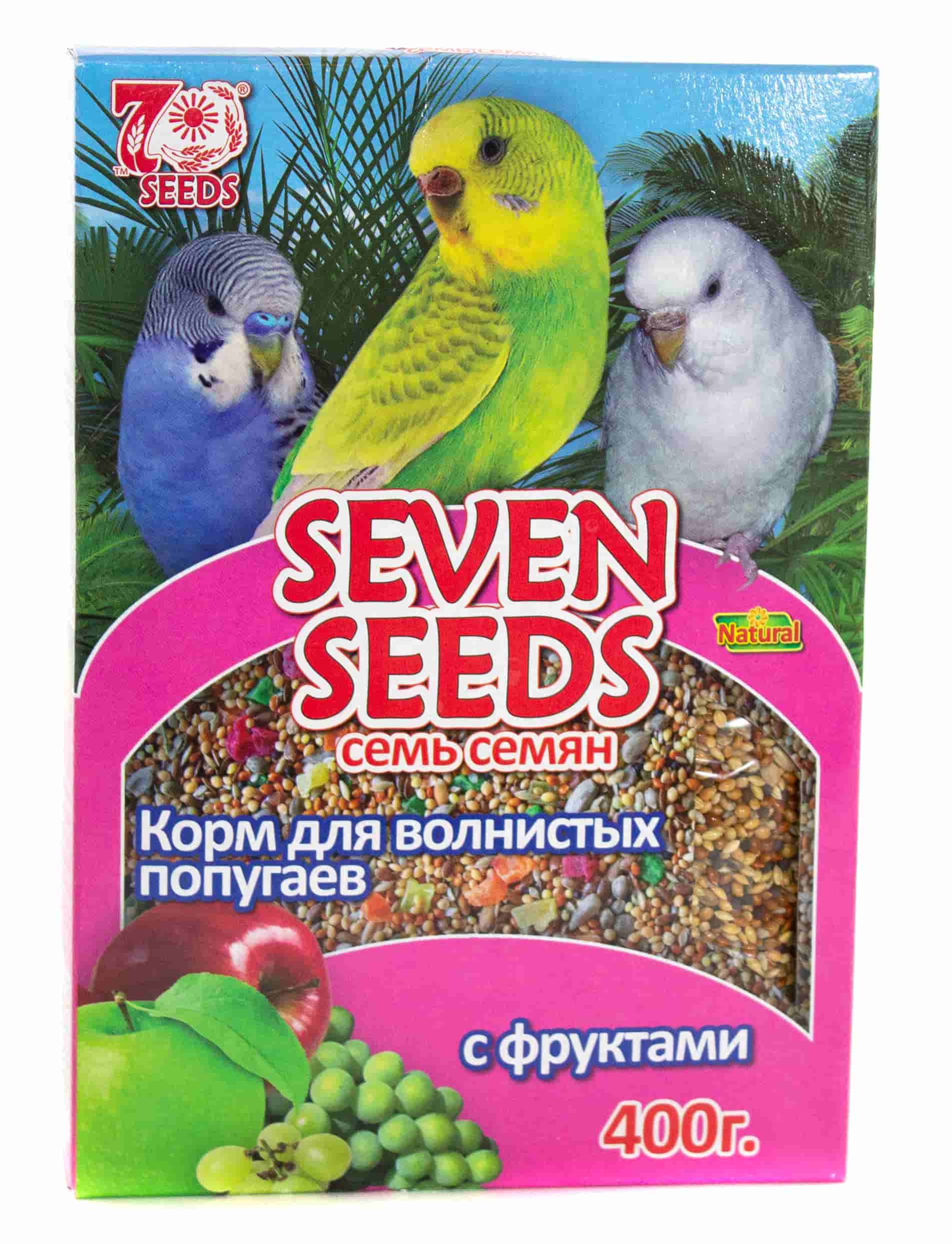 Купить 7 семена. Корм для попугаев Seven Seeds. Корм д/попугаев волнистых с фруктами 500г Seven Seeds (семь семян)/16. Корм для волнистых попугаев Seven. Seven Seeds корм для средних попугаев.